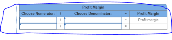 Profit Margin Choose Numerator:I Choose Denominator: Profit Margin Profit margin