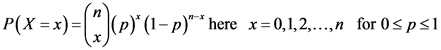 P(X = x)
-p* here x=0,1,2...,n for 0sps1
