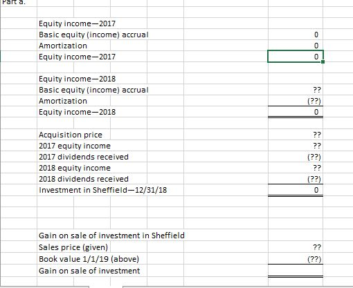 Parta. Equity income-2017 Basic equity (income) accrual Amortization Equity income-2017 Equity income-2018 Basic equity (inco