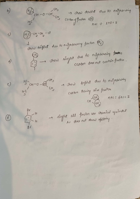 ( Q C3 en-o-ch show doublet due to neighbowning carbon of proton - nt1 = 1+1=2 o m9-04-04 - H show truplet du to neighbowning