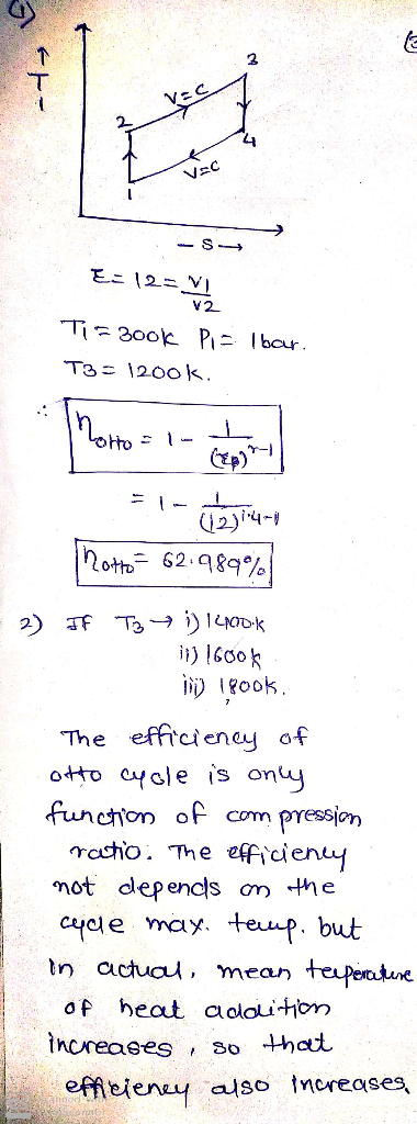 2 (i2) nott,-62.989% i gook The effrcieney of oto ayole is onty funchon of com pression rasho. The effiienu not depends ơn-me