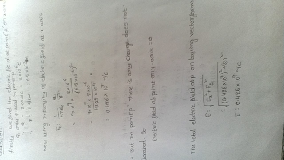 2-auxis 2x1o (6.5 xi6) -6 42 25 x16 But im pomEp there is amy Chane does mot oated. so Electsic feld at point ony-anis a The