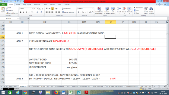 BOND- Microsoft Excel (Product Activation Failed) Formulas File Home Insert Page Layout Data Review View Add-Ins E AutoSum -