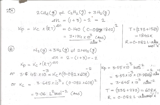 21A 2CHA) H2)3H2) (132 2 Kp Ke x (RT)h O.140 (0.082 1942) T (273+159) 3.194 x 10 (Aws) atu 2 1842K R=O.082 L-an N2C)3H2) 2NH)
