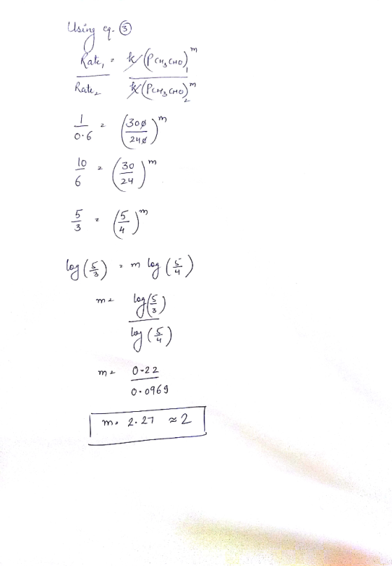 Using eq. Kate, • kr (peug cuo) Rate (Pertz (10) m oto (30) wlor a la log (56) m log (5) me 0-22 0-0969 m.2.27 = 2