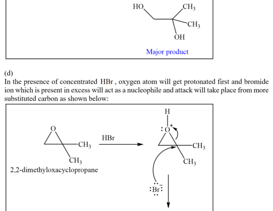 но CH3 CH3 он Major product In the presence of concentrated HBr, oxygen atom will get protonated first and bromide ion which