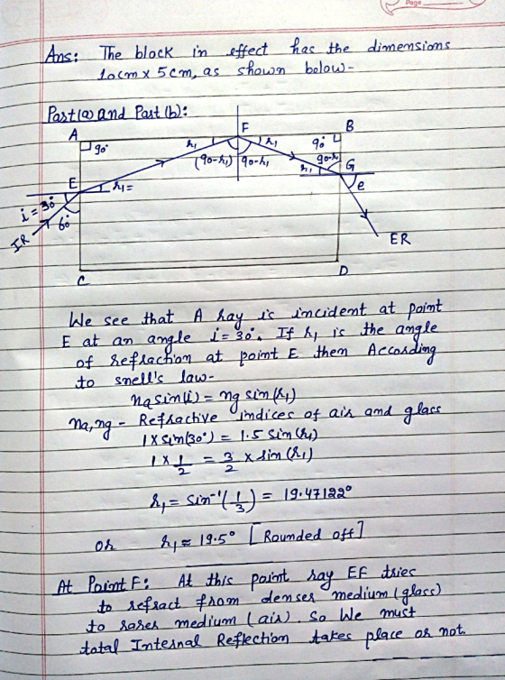 Ans: The block in effect has the dimensions Locom x 5 cm, as shown below - F hi Pastaw and Post (b): А 90° 190-290-hi Sy B 90