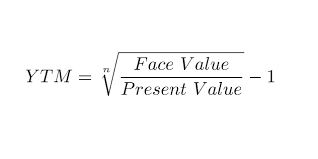 Face Value YTM = 1 V Present Value - 1