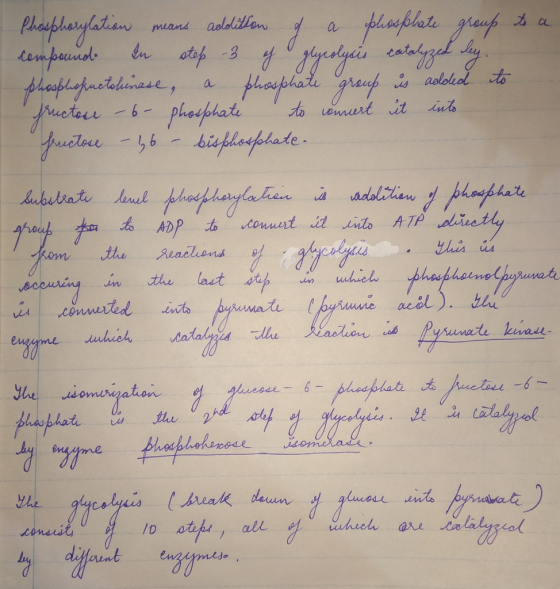 to a Phosphorylation means adoletion of a phosphate group compound. In step -3 of glycolysis catalyzed bey. phosphosuctolinas