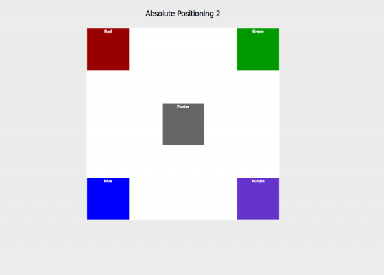 Absolute Positioning 2 Red Green Footer Blue Purple