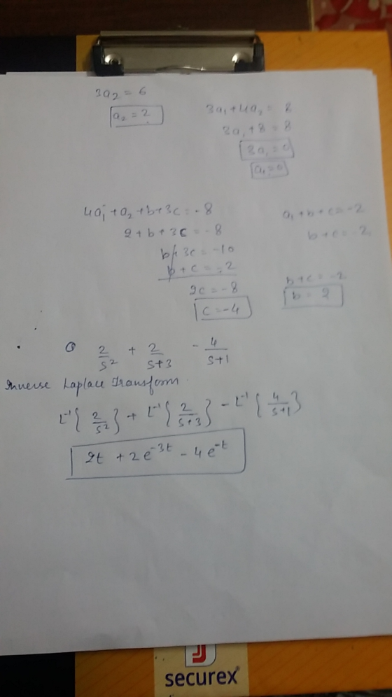 302= 3a+ua, 2 09 = 2 0,2 uaita, +6e3c: 8 2 + b +36-8 bh30 - 10 1+2 1c-4 2 & 2 st3 S+1 sz Inneuse Laplace Transform by sa 3 -2