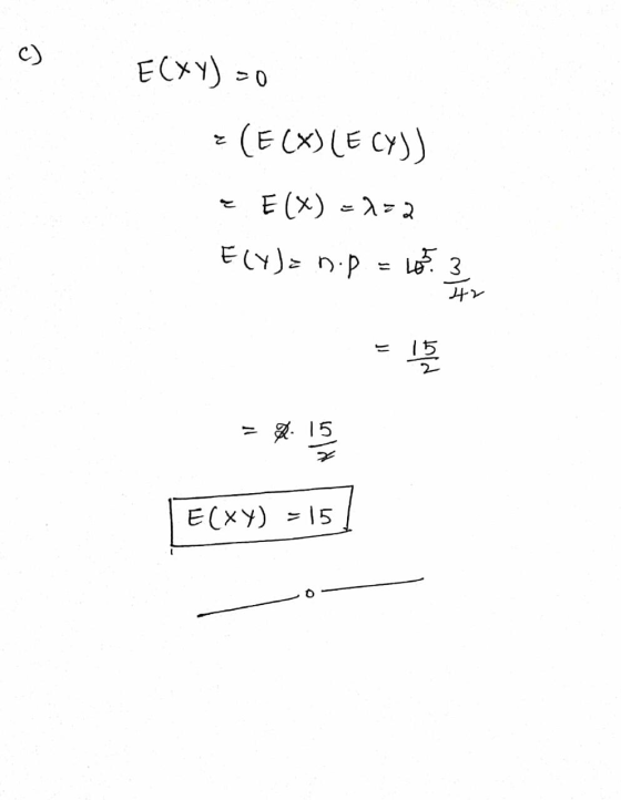 E(XY) =0 = (E(x)ECY)) 는 E(x) = = E(Y) = D.P = 3 는 블 - Exy) = 151