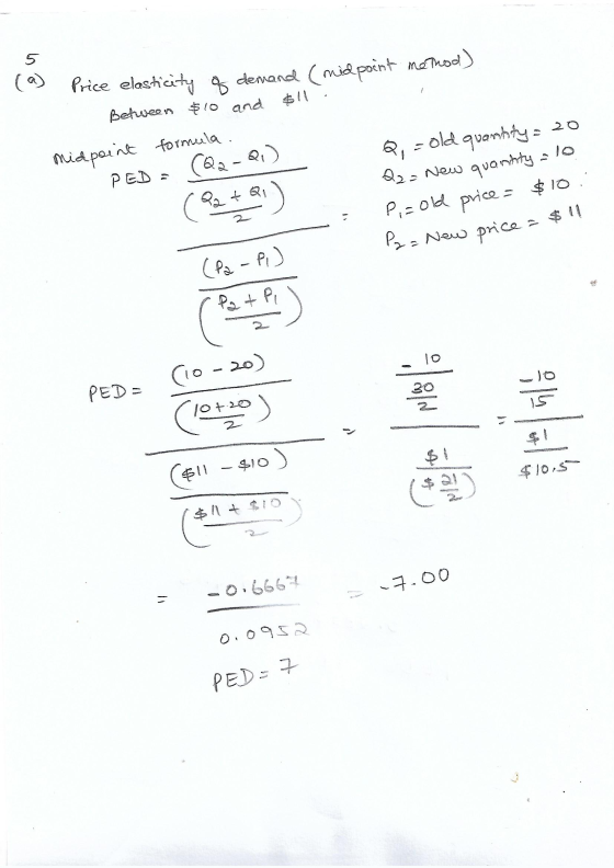 e elasticity of demand (midpoint method) Between $10 and $11. Midpoint formula. Q, - old quanhty = 20 22 - New quantity - 10