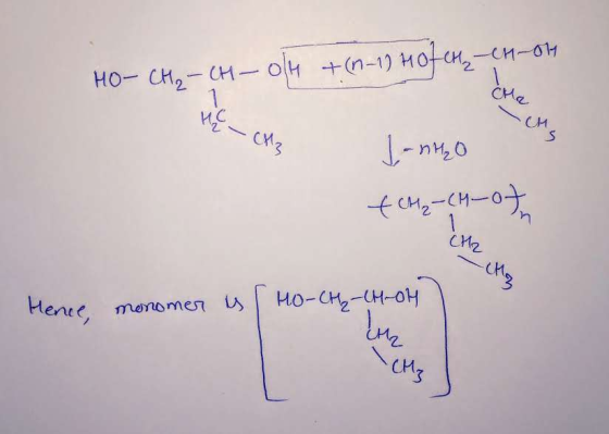 но- сH, — — он +(n-1) но-и, -си-01 |-пи,0 4 см,-си—о) се , Hence, monomer is [ HO-CH₂-CH-04 CP (My