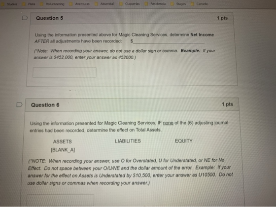 Studies Plata Volunteering Aventuras Aburrida? A Cuquerias Residence Stages Camelio Question 5 1 pts Using the information pr