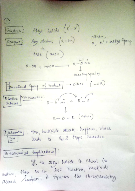 where, Substrated Alkyl halide (1-x) Reagent Any alcohol (R-OH) &, R = alky poup Base (NaOH ) R-OH + NaOH reacting spuies Iu