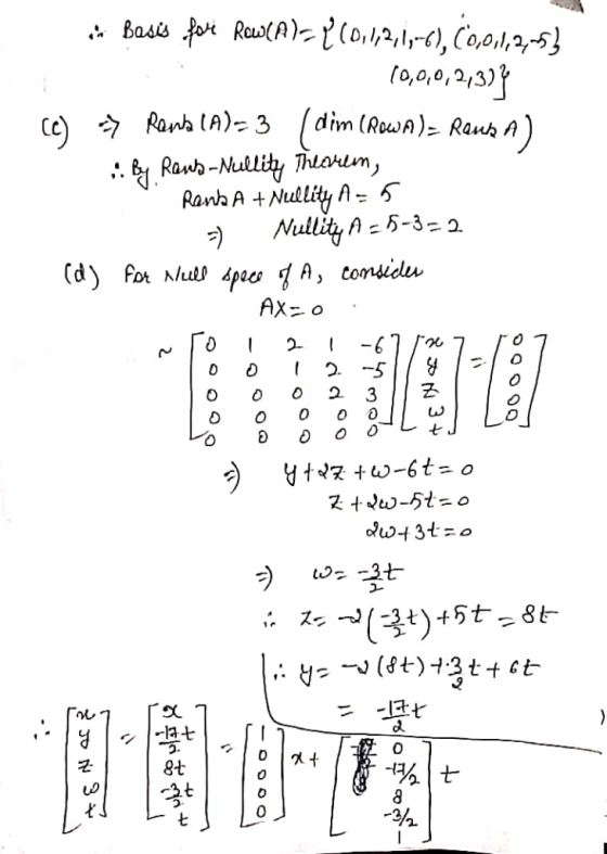 (o,o,o,2,3) A)3 dim (RcwA)- Ranh RanhA Nulty A- 5 Nullitn5-3-2 2. 0 0 0 -は 8t 七 0