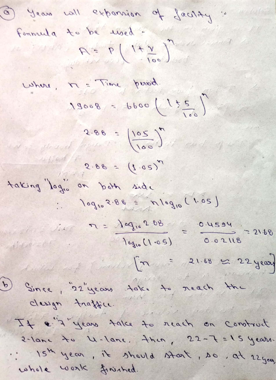 o of facility :: years will expansion formula to be used 00 where, n = Time perioid 1g008 - 6600 105 loo 221.68 2.88 = (1.05)