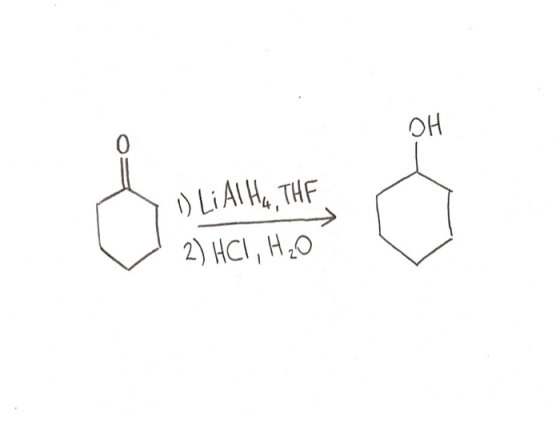 1) LiAlHA, THE 2) HC1, H20