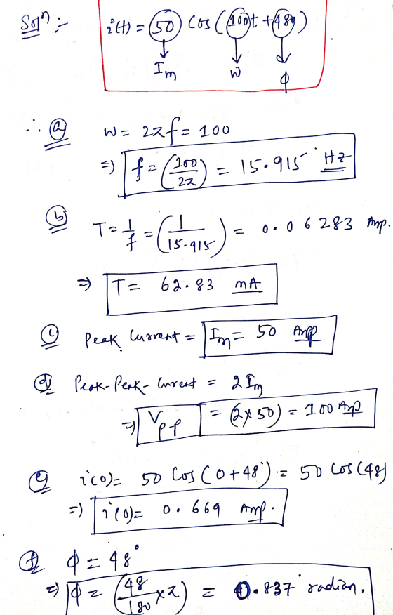 Sd: 2 (H) = (50 Cos (Rhot +48 Im H구 15.915 w= 22f= 100 = If = ( 100 T= 1 / Cisco 0.0 6283 timp. = I= 62.83 62.83 MA 50 ♡ Pea