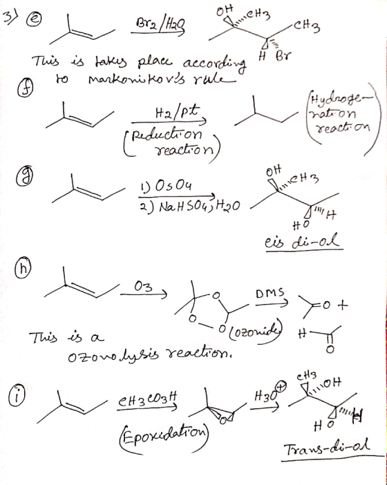 3) @ L Bra Hang Setyc# H Br H o This is takes place according to markonikovs rule - Halpt Reduction l reaction) Hydroge- Ina