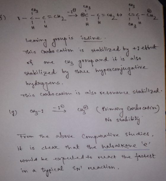 C-C-2 CH3 en 3 CH₂ 1-c-cach2 $ 1- AC - CE - 10 -=CH₂ - H HH CH3 H le leaving group is iodine. stabilized by ore This carbo ca