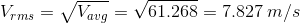 Vrms - VVavg - V61.2687.827 m/s