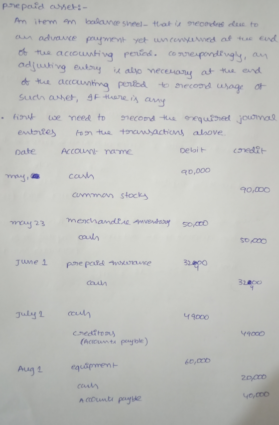 prepaid asseto- An item an balance sheel- that is reorded deee to an advance payment yet unconscerned at the end of the accou