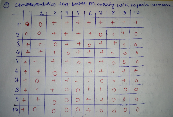 lo complementation test based on crossing with negative ohrome 1112131415r61718 19 110 100 + + + 200 + + 3 + + o + donlola +1