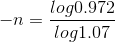 log0.972 -1 = log1.07