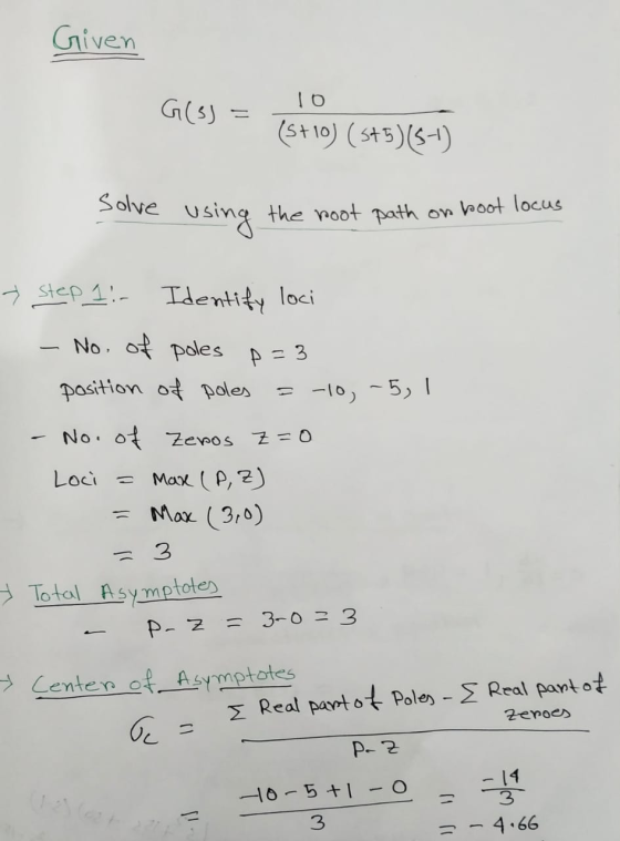 Given G(3) 10 (5+10) (5+5)(51) solve using the root path on boot locus - Step 1:- Identify loci No. of poles p=3 position of