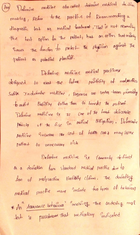 (Aw Defensive mediene ale called defensive medical de dien making, Rekor to the practice of Recommending a diagnostic fest an