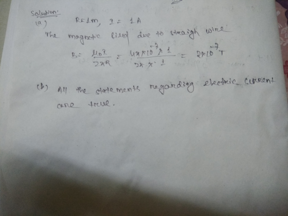 solution The REIM, I LA magnetic field due to straigh wire Br lloz & Mario 2 & 2010 T 27R Dag electric corrent (b) All the a