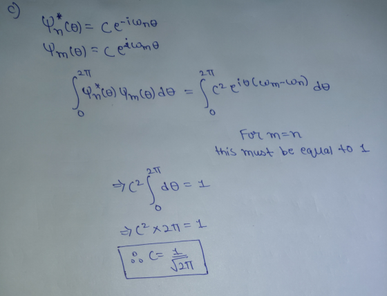O ) Y CO) = cenione ceicomo 4m (O) = 2T Unco) Um (o) do S c2 e 10 com-un do For man this must be equal to 1 sed do = 1 -> (²