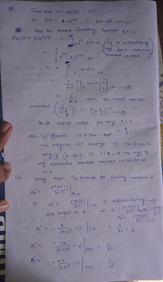 Glen, that an exp(2) 270 so f(x) = a neat ; 20 and onco. Now the moment Generating function of is Mx1) = Eletx) = * flx) dx b