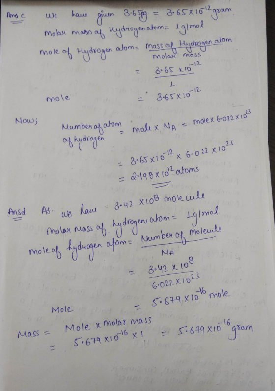 mohsu mabs at drogen alom mass au mola mass -12. mole 12 molex 6 022 X IO dfogen しし holor mass 6 022 X tb23 o mole Mole MassMole x molor mass