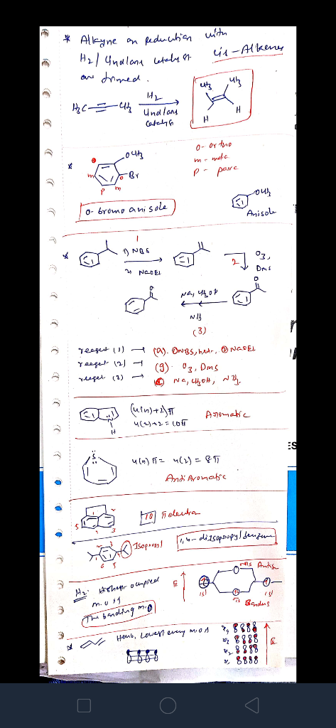 * Alkyne on Reduction with letely on us-Alkenes 12/ Analone - are doned. HC - ch undland Catch IH 0413 o- or the momola pa po