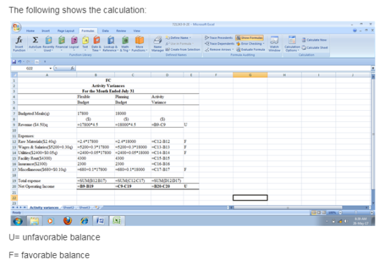 The following shows the calculation: 72130-9-21. Michael fx in t Deine Fame Create from Selection Decodes Show Formula De Che
