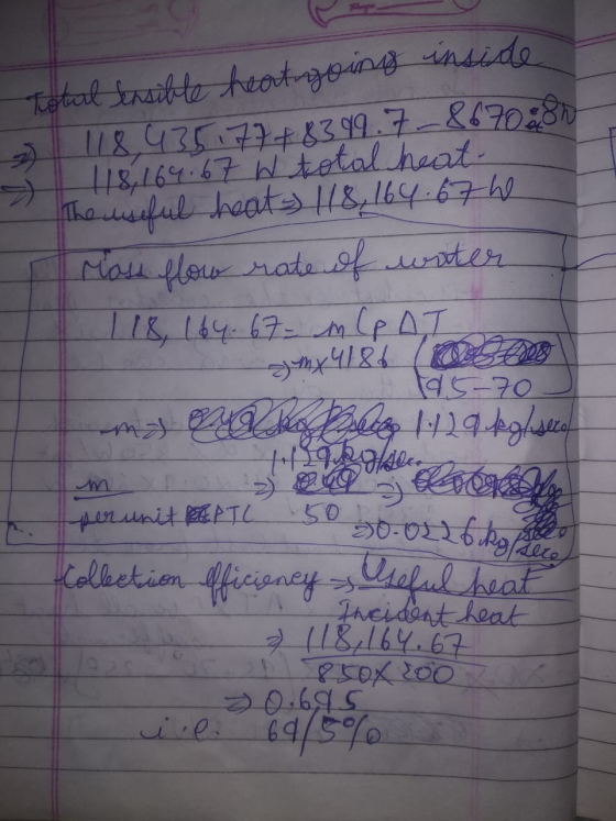 Total Sensible heatizoing inside 2 118,435177+8399.7 867080 S 118, 169.67 W total heat. I Mass flow rate of water 118, 164.67