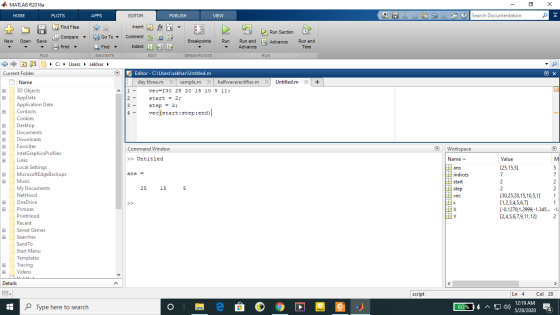 MATLAB R2016a HOME PLOTS APPS EDITOR PUBLISH VIEW ? Search Documentation La Find Files Run Section Go To New Open Save Compar
