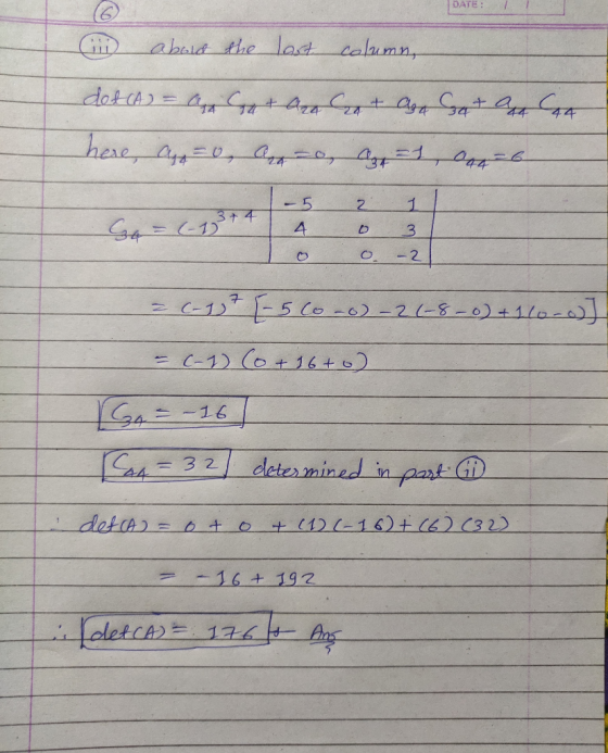 DATE: / i about the last column a dot (A) = A here, and = 0 + Ana Cat asa set and ano, a = 1, lan- - 5 2 1 1 14 0 31 o O – 21