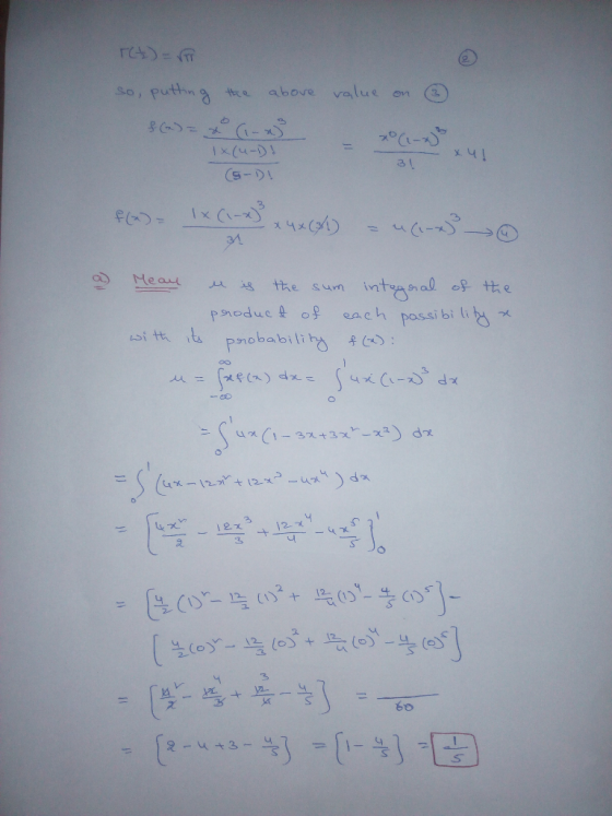 So, puttn value on above Ix(u-0 x41 CS-D1 *4x(36) intrgaal of tte eAch passibi i t i pnobabilih : Meau the sum -eo -Su--10-0