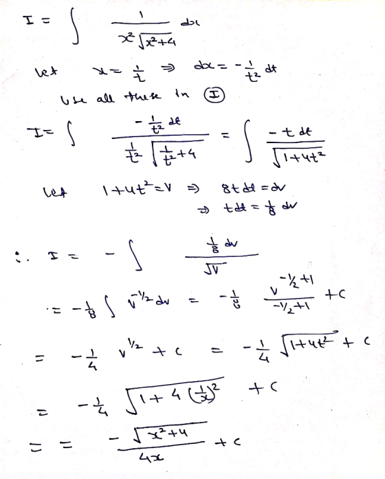 - do I = - J. 2 Jaéta ut x= ť do= -1/3 at . use all these in ② Its - 2 de Ez +4 let tut av = 8t od=ar » tata f der - tot Itut