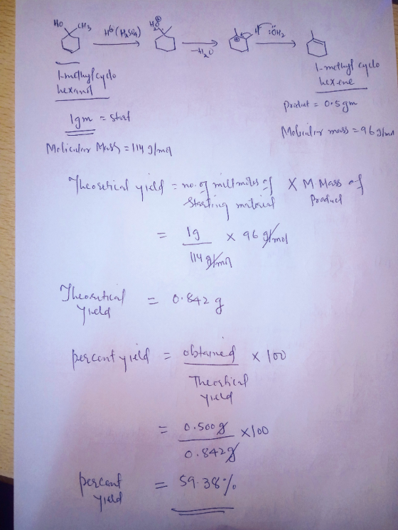 1-methyl cyclo timethylcyclo hexand hexene Igm - Start pridat = 0.5gm Molueles mass=969/mo Molicular Mast = 114 g/mol M. Mass