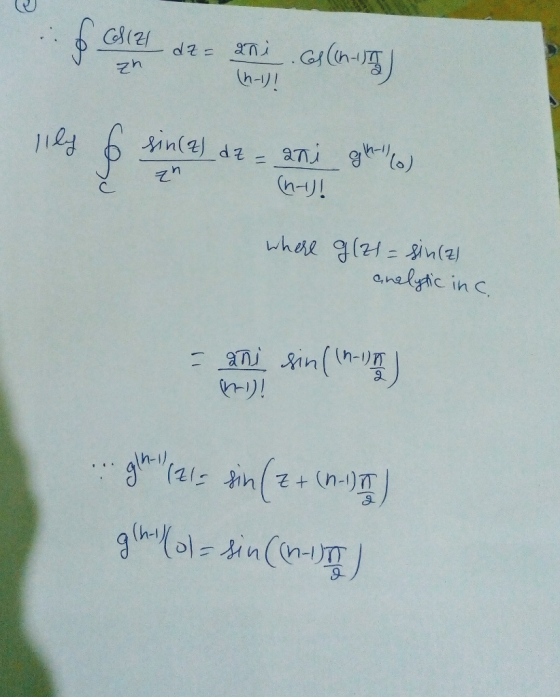 & Coll de-sthi Gs (1 ) lily 6 sin(z) dz=ani gill (6) zn (nu! where g(21= sin(al analytic inc. ani sin((non) ! ...ght (21= sin