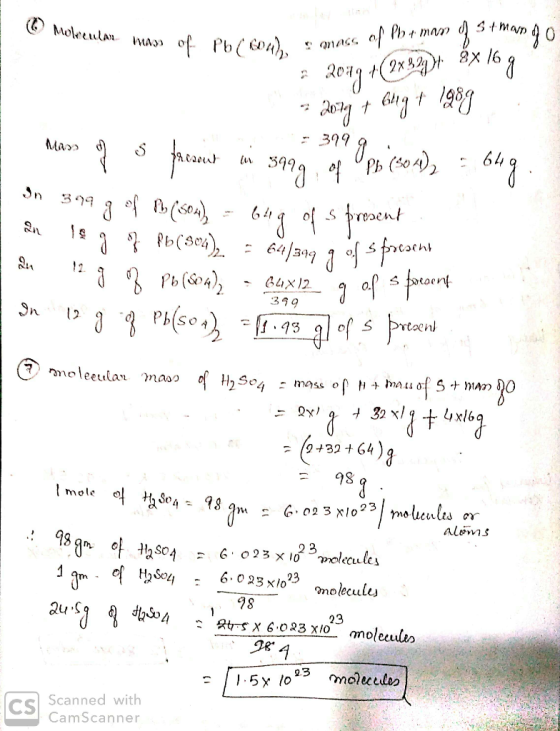 9 O Moleeul anas Pb + ma of Pb() ha 3 Mas 399 64 2 af Bl4X12 399 PH(s04 Sn moleeular maso H2S4 32xl 64 983 Imole eHSo493 G023