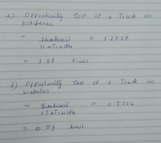 1 Opportunity Kitchener Cost- of a Truck on = 1.2727 14 mkiwis 11 m Trucks = 1.27 kimis. text of a Truck en d) opportunity wa
