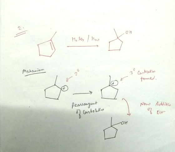 Mechanism 3 Combcation formed. Rearrongent Now Additin of Carbocation of or OM