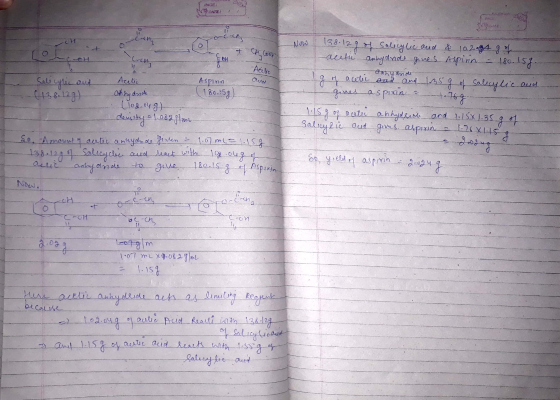 PAGE: PODAR Now и ову in on Acilic 138. 12g of Solicylic and & 10.2 g 4 g of aurtic anhydride gines Aspinn - 180. 159. कामुक