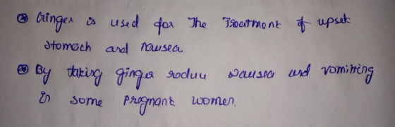. Cringer is used for The Treatment of upsek stomach and nausea . By taking ginger rodun sausea and vomiting & some prognant